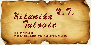 Milunika Tulović vizit kartica